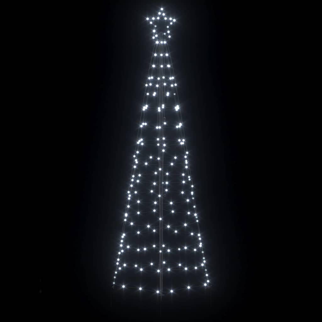 Générique Arbre de Noël LED 250 cm avec Piquets au Sol Blanc Froid Économiseur d'Énergie Fer Robust Usage Intérieur et Extérieur Ambiance Festive pour Salon et Jardin