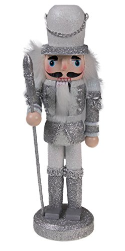 Clever Creations Silver Coat 10 Inch Traditional Wooden Nutcracker, Festive Christmas Décor for Shelves and Tables