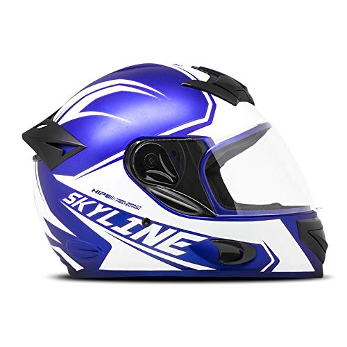 MIXS MX2 Skyline, Capacete Motociclista Adulto Unissex, Azul/Branco, 58