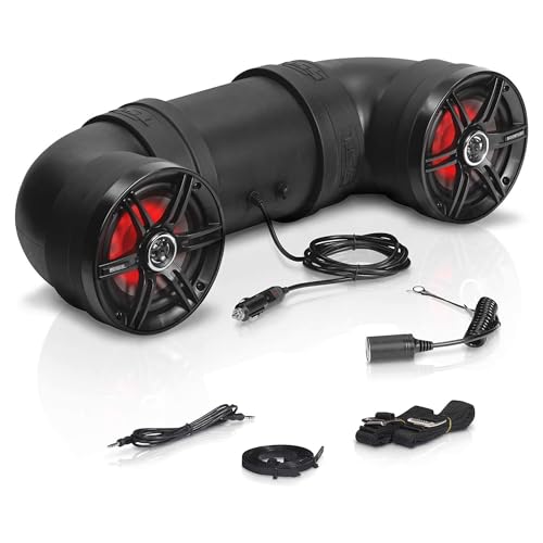 Sound Storm Laboratories BTB6L ATV UTV Weatherproof Sound System - 6.5 Inch Speakers, 1 Inch Tweeters, Amplified, Bluetooth, Aux-In, Multi Color Illumination, Easy Installation for 12 Volt Vehicles