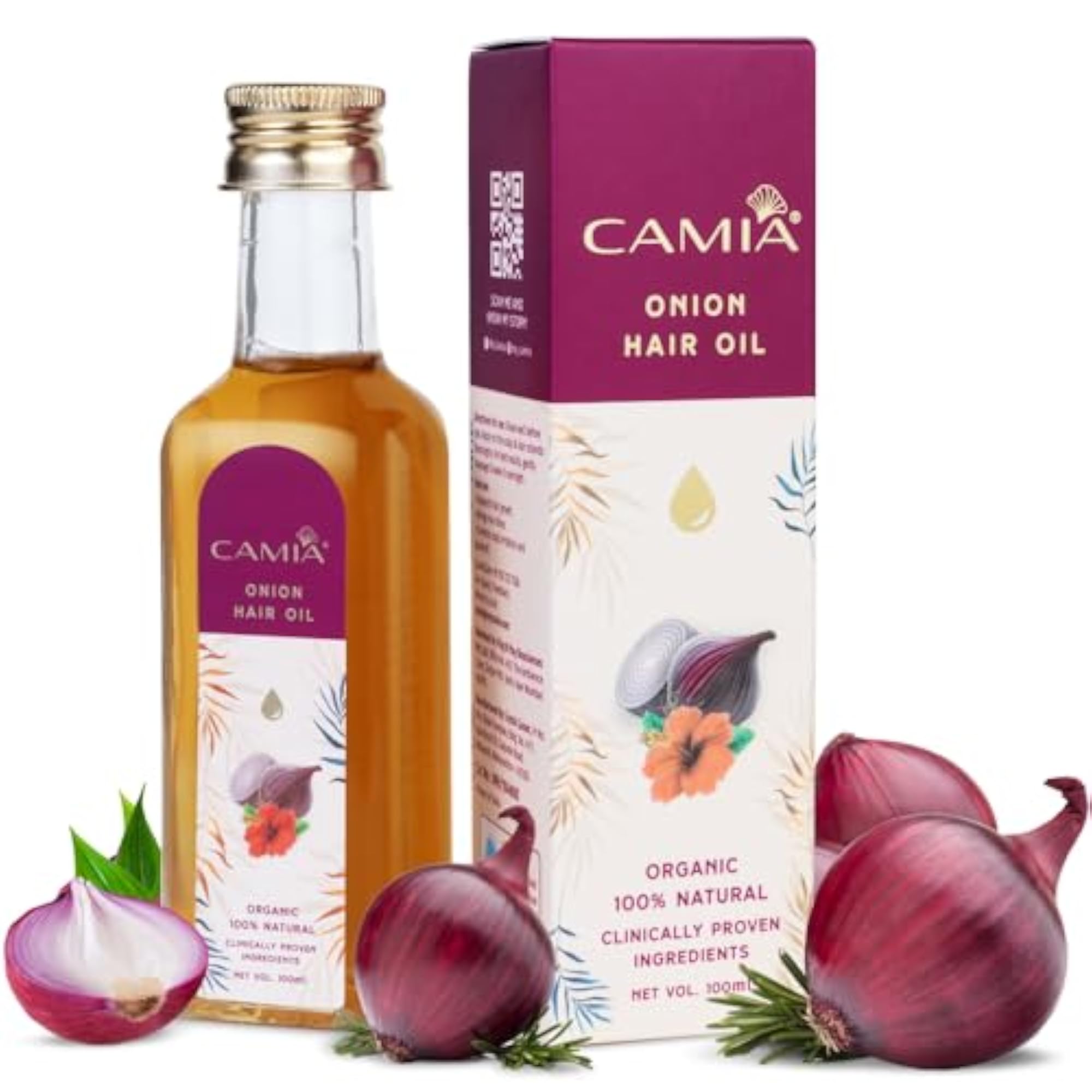 Organic Onion Hair Oil with 5 Natural Growth Boosters