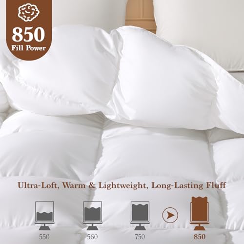 Goose Down Comforter Queen Size, All Season Duvet Insert, 3D Baffle Box Construction,Soft Hotel Luxury Fluffy Comforter (White, 90x90 Inches) by Uqocnh - Used condition - Image 7