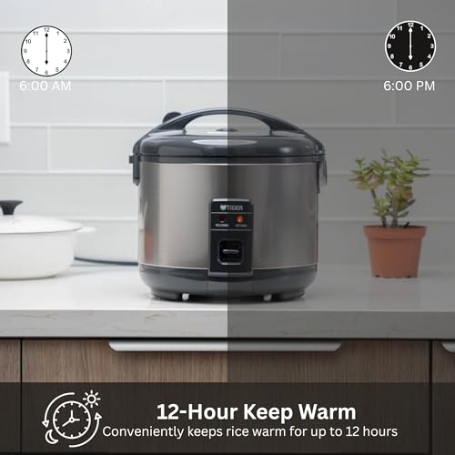 Image of Tiger JNP-S10U-US 5.5 Cup Capacity White Rice Cooker with Non-Stick Inner Pot, Retractable Power Cord, and Keep Warm up to 12 hours (Urban Satin)