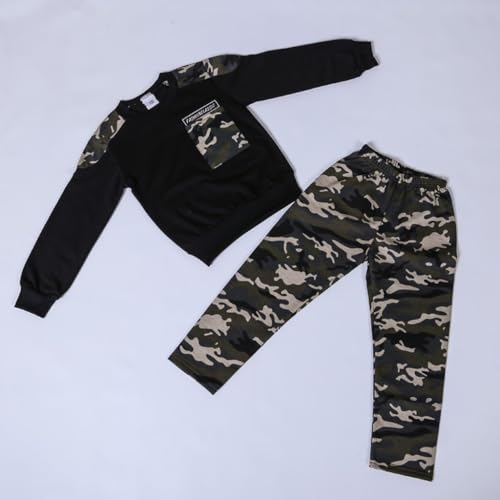 Boys Camo 2 Piece Outfit Fall Kids Long Sleeve Graphic Trendy Sweatpants Sweatshirts Crewneck Pullover Kids Clothes Set2