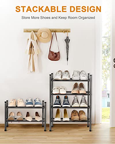 Mulisoft 2-Tier Expandable, Stackable And Adjustable Shoe Rack Organizer, Sturdy And Durable Metal Shoe Storage Organizer, Vertical Shoe Rack For Closet/Entryway/Bedroom/Dorm/Doorway #TOP4