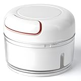 Garlic Chopper, VEEMOS Manual Food Processor Vegetable Chopper Small Mini Hand Pull String Onion Chopper Garlic Mincer Cutter, Stainless Steel Blades Cutter