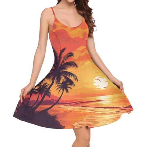 Image of Biyejit Women Casual Loose Dress Strap Long Summer Beach Swing Dress