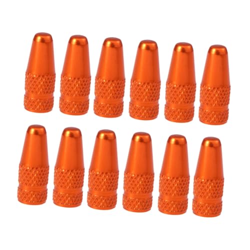 12 Und Tapones de válvula de bicicleta estilo francés naranja miniatura 1