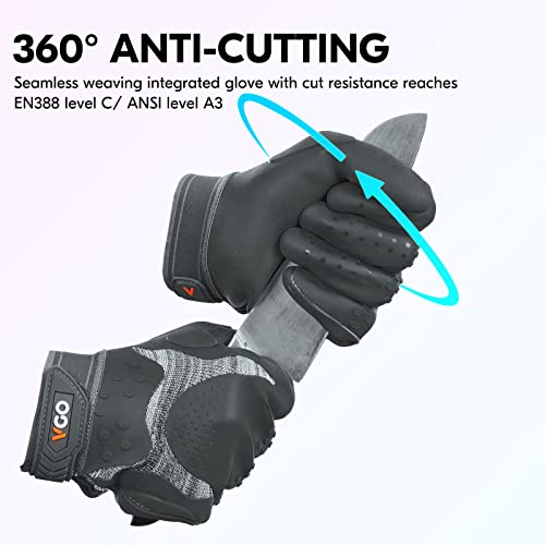 Vgo... NGG X1 Seamless Utility Gloves,Cut Resistant Safety Work Gloves,HPPE Anti-cut Liner,EN388 level C,ANSI level A3,Anti-slip Palm Mechanic Gloves(TP1112HY,Gray,L,1Pair) - Image 2