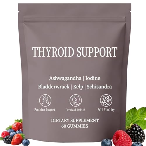 Eloix Thyroid Support Power Gummies for Women with Iodine Selenium Zinc L-Tyrosine & Ashwagandha Metabolism Energy & Hormone Balance Support Berry Flavor 60 Count
