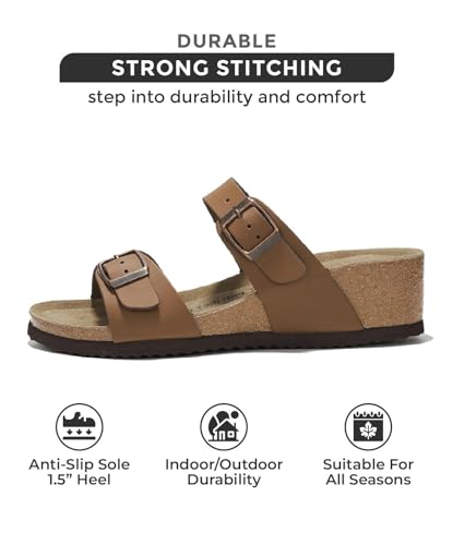 Image of Project Cloud 100% Genuine Leather Wedge Platform Sandals for Women (MILA) | Soft Memory Foam Insole Wedge Sandals Women - Non-Slip Outsole Comfortable Platform Design - Lightweight Womens Sandals