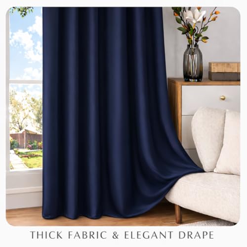 Image of STITCHNEST 'Solis Series' Premium Satin Room Darkening Curtains 7 Feet Long Set of 1 | Door Curtain 7 x 4 Feet | Blocks 70-80% Light | Ideal for Bedroom, Living Room & Home Decor
