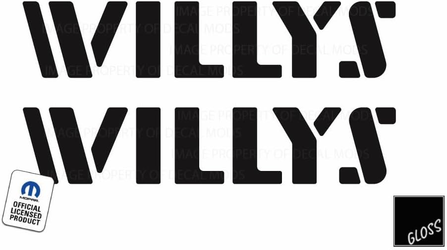 Decal Mods Black Gloss Willys Hood Graphic Decal Sticker fits Jeep Wrangler JK & JL (2007-2024) Black Gloss (Set of 2) | SJ1G7