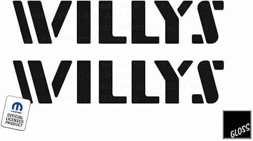 Decal Mods Adhesivo decorativo para capó Willys negro brillante para Jeep Wrangler JK y JL (2007-2024), negro brillante (juego de 2) | SJ1G7
