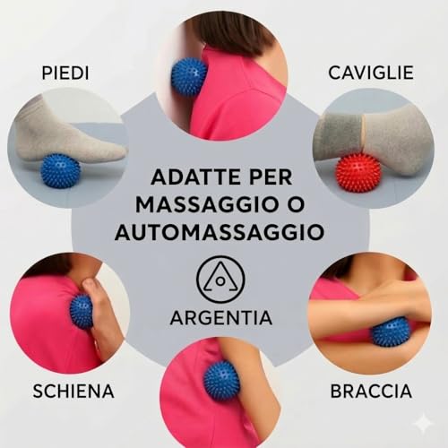 Argentia Set 2 Palline Massaggio Piedi Antiscivolo Semirigide, Pallina Massaggiatore Muscolare Tutto Il Corpo - 6