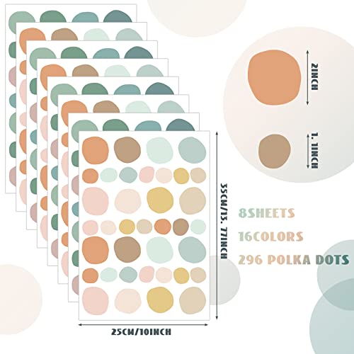 Epakh 296 Pcs Polka Dots Wall Decal Boho Rainbow Kids Playroom Wall Decor Gifts, Colorful Nursery Room Bedroom Classroom Watercolor Decal Art, Peel and Stick Modern Decor Sticker(Light Colors) - Image 3