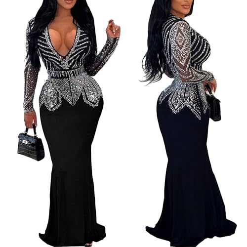 Image of PORRCEY Sexy Elegant Rhinestone Party Club Night Formal Dress for Women