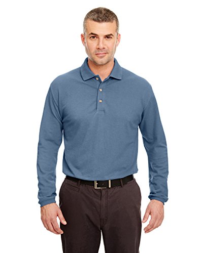 UltraClub Adult Long-Sleeve Classic Piqué Polo XL STORM BLUE