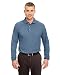 UltraClub Men's Long Sleeve Polo Sport Shirt, Storm Blue, X-Large