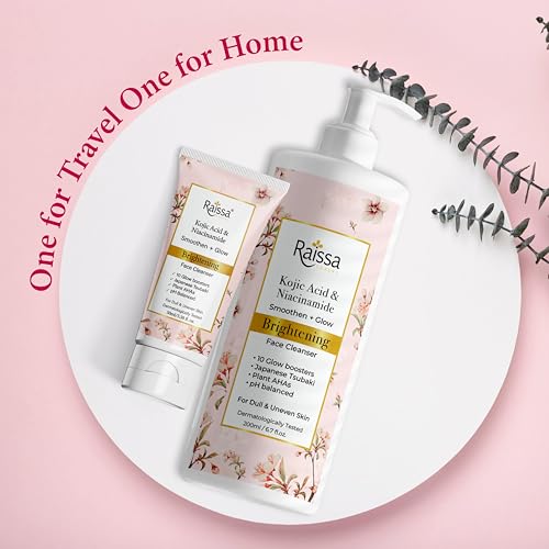 Image of Raissa Face Wash Cleanser with Kojic Acid & Niacinamide for Dull, Uneven Skin, 200ml | Brightening Formula with Japanese Tsubaki & Plant AHAs