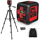 Motovera Laser Level with Tripod, 100 feet Green Cross Line Self Rotary Leveling Laser Level, 4 Brightness Adjustment, Manual Self leveling and Pulse Mode,IP54 Waterproof Battery Carrying Bag Included