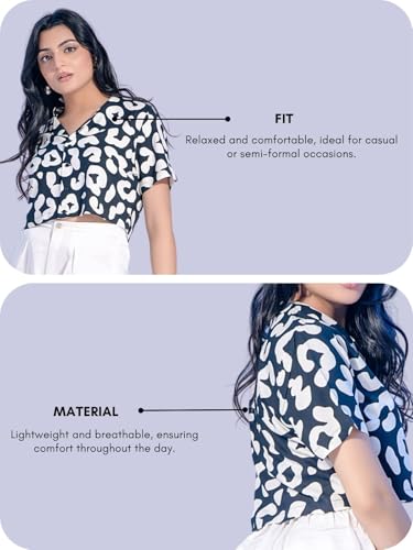 Image of GRECIILOOKS Shirt for Women`s |Korean Casual Short Sleeve Loose Fit Top for Women | Comfortable Rich Summer and Vacation Outfits | Oversized Fit Womens Shirt