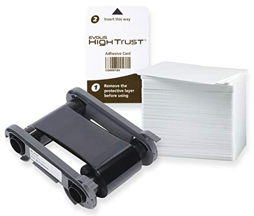 Karteo Evolis Primacy Zenius Cinta de Transferencia de Color Negro [ RCT023NAA ] | Kit con 100 Tarjetas de plástico y Tarjetas de Limpieza Cover