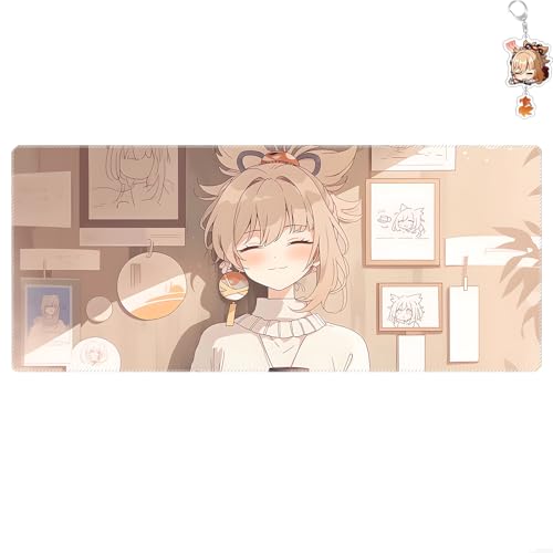 Game High-Performance Yoimiya Mouse Pad 3MM Gaming Mouse Mat with Non-Slip Base Vibrant Character Design Smooth Glide Surface for PC & Computer for Fans 15.8"×35.4"(40cm×90cm)/L