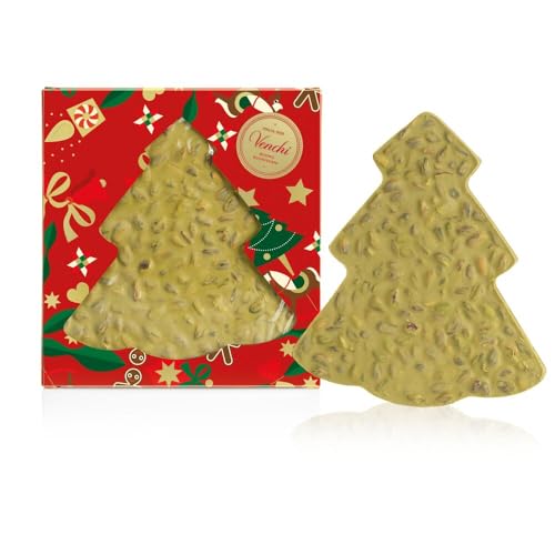 Venchi, Brutto&Buono, Tableta Artesanal de Chocolate Blanco y Pistachos Enteros, en Forma de Pino, Edición Limitada Colección Navidad, 200 Gr, Sin Gluten, Idea de Regalo