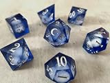 Generic Moon Liquid Core Sharp Edge Crystal Dice Set for Dungeons and Dragons, Polyhedral RPG Tabletop Dice