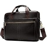 Hebetag Leather Business Briefcase Messenger Bag Handbag for Men Travel Work Office 14 Inch Computer Crossbody Shoulder Pack Pouch