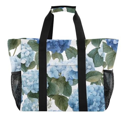 Beautiful Hydrangea Flowers Pattern Beach Tote Pool Bags for Women Ladies Large Waterproof Gym Tote Carry On Bag for Weekender Swim Gym Shopping Travel Daily Bag