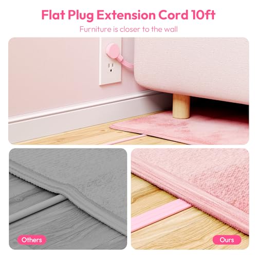 Extensión NTONPOWER Rosa 3 Tomas con 2 USB-C y 2 USB-A, Cable Plano 10 ft, Montable en Pared, Para Interior miniatura 4