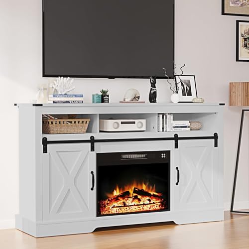 RoyalCraft Farmhouse Fireplace TV Stand, Entertainment Center for 65+ Inch TV with 23' Electric...