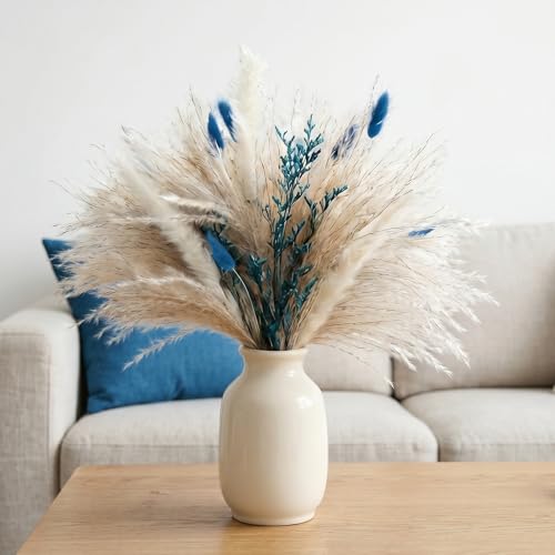 Ramo de Pasto Pampas Seco Azul 17" Boho Decoración miniatura 3
