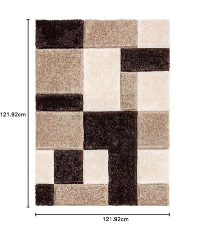 Image of Carpet for Living Room 4x4 Feet Square Anti Skid Rug Colour Beige Brown