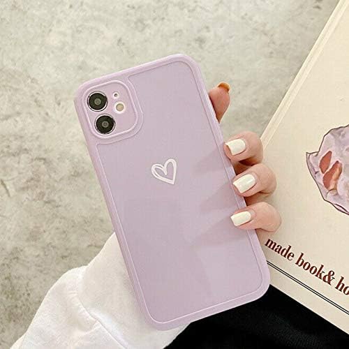 ZTOFERA Slicone Case for iPhone 11, Glossy Soft TPU Case with Simple Heart Pattern, Slim Lightweight Protective Bumper Cover for iPhone 11 (6.1") - White