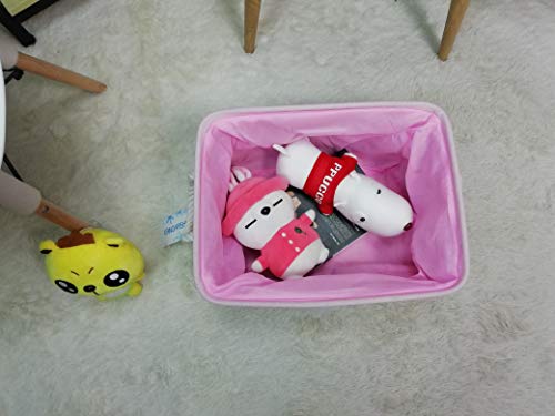 Image of Rectangular Storage Basket Collapse Canvas Fabric Cartoon Storage Bin with Handles for Organizing Home /Kitchen /Kids Toy /Office /Closet /Shelf Baskets (Girl)