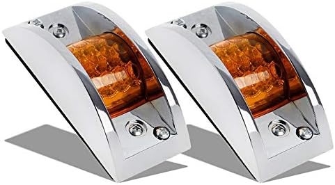 Partsam 2Pcs Truck Trailer Amber 12 LED Chrome Plated Led Marker Clearance Running Lights Sealed