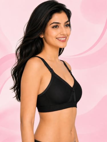 Image of SONA Super Fit Everyday Non Padded Side Support Cotton Full Coverage Bra for Women with Transparent Strap Plus Size Bra