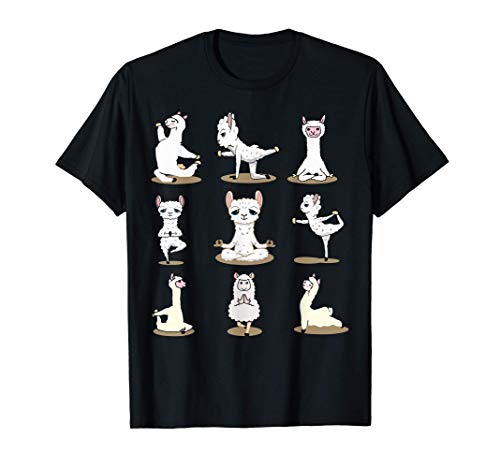 Llama Yoga Pose Divertente YOGA Pace Estate Namaste Maglietta