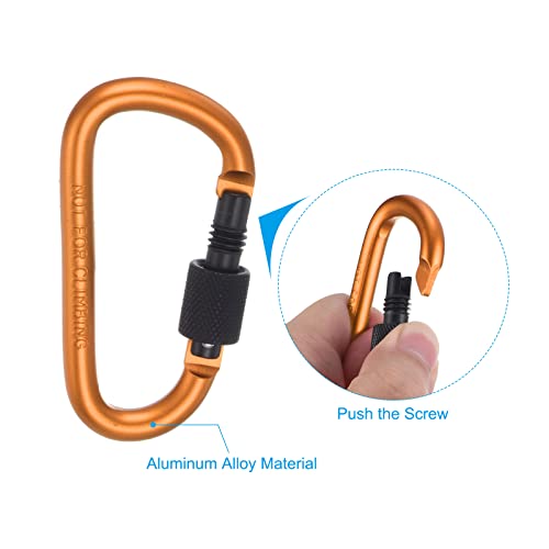 PATIKIL Locking Hook 3", 4 Pack Aluminum D Ring Shape Clip Screw Gate Lock Quick Link for Keychain Outdoor Camping Hiking Orange - Image 4