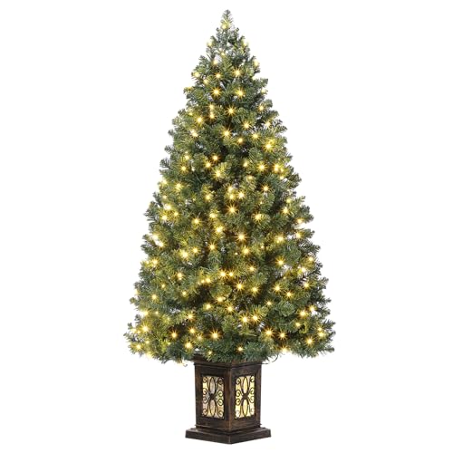 4.5 Ft Artificial Fiber Optic Christmas Tree, Pre-Lit Artificial Potted