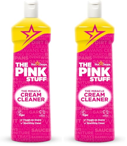 Stardrops The Pink Stuff Miracle Cream Cleaner, Stainless Steel & Multi-Purpose Surfaces, Removes Grease, Grime, Limescale & Soap Scum, Tough on Stains, Gentle on Surfaces, 500ml 16.9oz (Pack of 2)