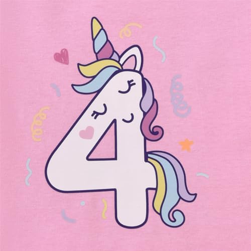 Image of 4th Birthday Outfit Girl,4 Year Old Fourth Four Shirt Skirt Outfit for Toddler Girls