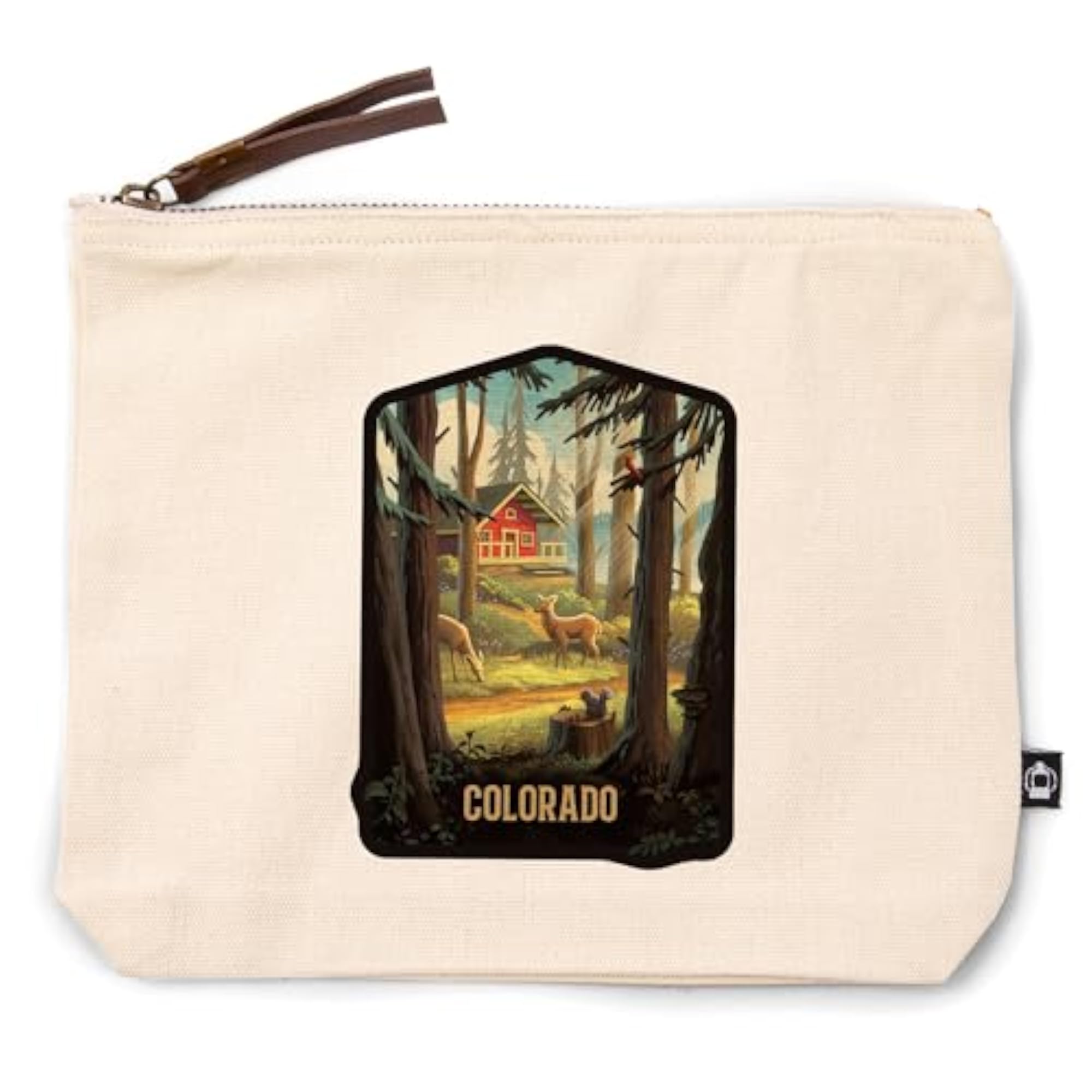 Cotton Zipper Pouch, Travel Accessory, Colorado Design