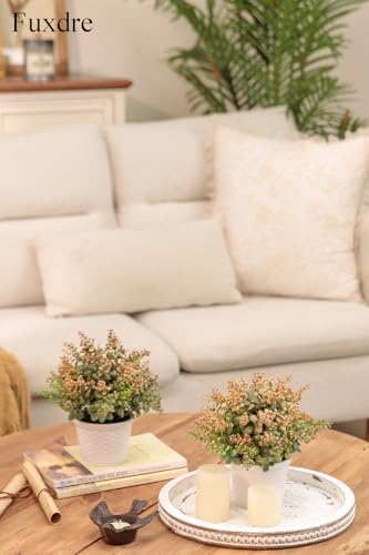 Fuxdre 2pcs Small Artificial Plants with Flower Fake Potted Plants for Shelf Decor and Bathroom Plants Decor Livingroom Table and Office Desk(Autumn Yellow) — view 4
