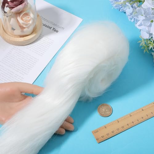 GORGECRAFT 4 Roll 150x5-13cm Shaggy Faux Fur Trim White Precut Faux Fur Strips Fuzzy Craft Fur Ribbon for DIY Crafts Gnomes Beard Hair Santa Claus Cosplay Costume Pillows Cushions Christmas Decor - Image 3
