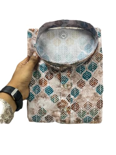 Image of FOXDX Men's Traditional Cotton Floral Printed Only Kurta