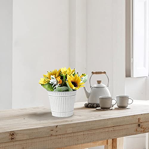 Briful 4.7" Galvanized Tin Planter Galvanized Metal Pail Rustic Decorative Metal Buckets Vintage Style Country Wedding Home Table Centerpiece Decorations Set Of 6 #TOP4